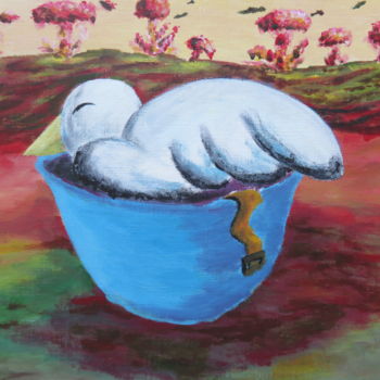 Painting titled "Dodo dove of peace" by Wabyanko, Original Artwork, Acrylic