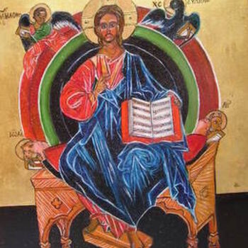 Painting titled "Icone de Jesus" by Wadislava Dedoncker (Wadis), Original Artwork