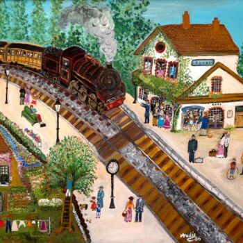 Painting titled "le train en région…" by Wadislava Dedoncker (Wadis), Original Artwork