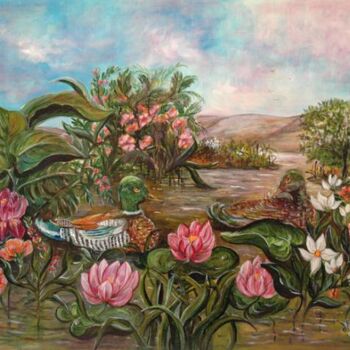 Malerei mit dem Titel "les canards" von Wadislava Dedoncker (Wadis), Original-Kunstwerk