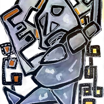 Pittura intitolato "Man on Phones" da Wael Daaboul, Opera d'arte originale, Acrilico