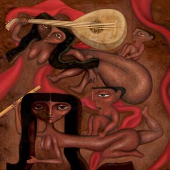 Digital Arts titled "The Lute Players" by Wael Hamid, Original Artwork