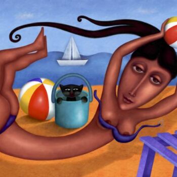 Peinture intitulée "Summer days' dream 2" par Wael Hamid, Œuvre d'art originale