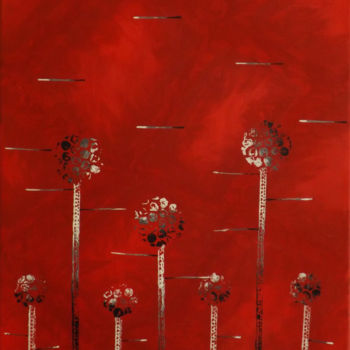 제목이 "La joie"인 미술작품 Wafae Tbatou로, 원작, 아크릴 나무 들것 프레임에 장착됨
