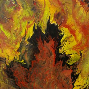 Painting titled "Flamme du bonheur" by Wafae Tbatou, Original Artwork, Acrylic Mounted on Wood Stretcher frame