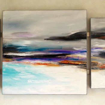 Painting titled "Triptyque Voyage" by Pascaline Wagner, Original Artwork, Oil