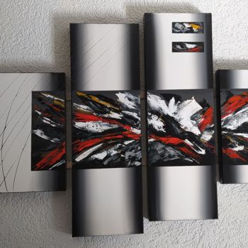 Painting titled "Quadri Turbulance" by Pascaline Wagner, Original Artwork, Oil Mounted on Wood Stretcher frame