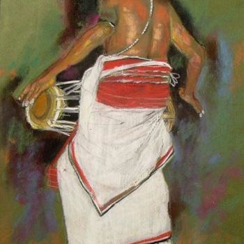 Painting titled "the drummer" by Nimali Dissanayaka, Original Artwork