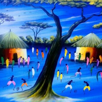 Painting titled "Living simple and t…" by Waiswa Arts, Original Artwork, Acrylic