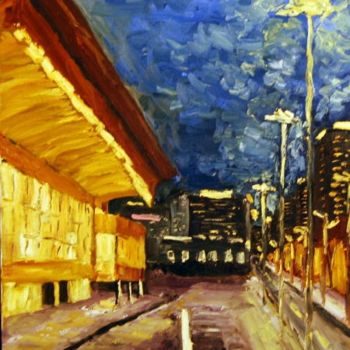 Painting titled "DOWNTOWN" by Zbigniew Waksmundzki, Original Artwork, Oil