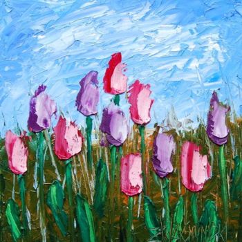 Painting titled "TULIPS IV" by Zbigniew Waksmundzki, Original Artwork, Oil