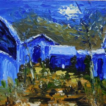 Painting titled "GHOST TOWN NR2" by Zbigniew Waksmundzki, Original Artwork, Oil