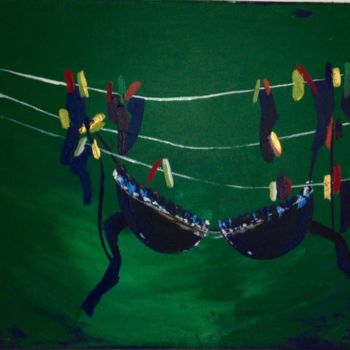 Pittura intitolato "laundry" da Marzena Walczuk, Opera d'arte originale, Acrilico