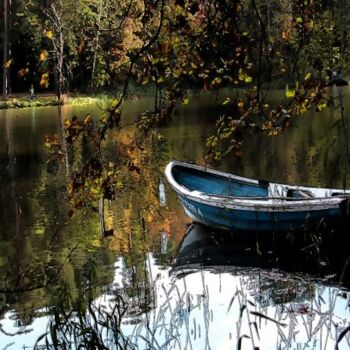 Картина под названием "Autumn Lake" - Waldemar Szysz, Подлинное произведение искусства, Масло