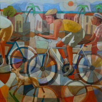 Schilderij getiteld "O Ciclista" door Waldomiro Sant´Anna, Origineel Kunstwerk, Acryl