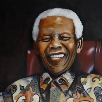 Painting titled "Madiba" by Walfroy, Original Artwork, Oil