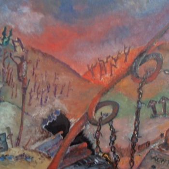 Pittura intitolato "vision de guerre" da Walibur55, Opera d'arte originale