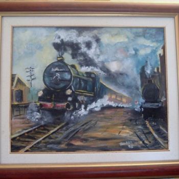 Painting titled "le train" by Walibur55, Original Artwork