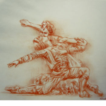 Σχέδιο με τίτλο "Le baiser de la pas…" από Walid Lemkecher, Αυθεντικά έργα τέχνης, Παστέλ