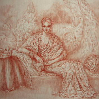 Drawing titled "Un soir de spectacle" by Walid Lemkecher, Original Artwork, Pencil