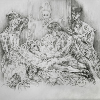 Desenho intitulada "Le berceau d'un amo…" por Walid Lemkecher, Obras de arte originais, Lápis
