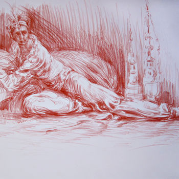 Dessin intitulée "Hallucination au Na…" par Walid Lemkecher, Œuvre d'art originale, Crayon