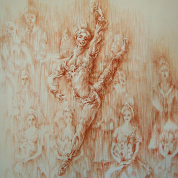 Tekening getiteld "Le grand saut" door Walid Lemkecher, Origineel Kunstwerk, Pastel