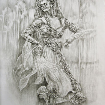 Drawing titled "La danse russe" by Walid Lemkecher, Original Artwork, Pencil