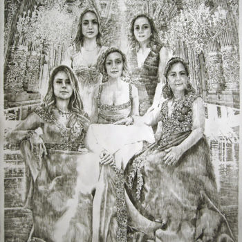 Dessin intitulée "Tunisian Women's ra…" par Walid Lemkecher, Œuvre d'art originale, Crayon