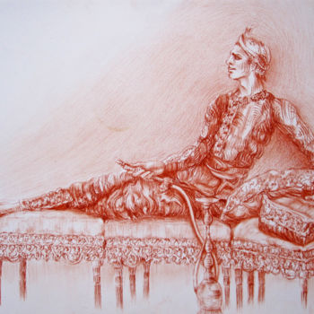 Рисунок под названием "Ballet La Bayadère…" - Walid Lemkecher, Подлинное произведение искусства, Пастель