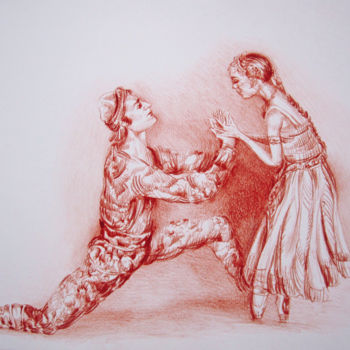 Disegno intitolato "Ballet La Bayadère…" da Walid Lemkecher, Opera d'arte originale, Matita