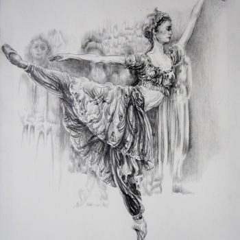 Dessin intitulée "Ballet La Bayadère…" par Walid Lemkecher, Œuvre d'art originale, Crayon