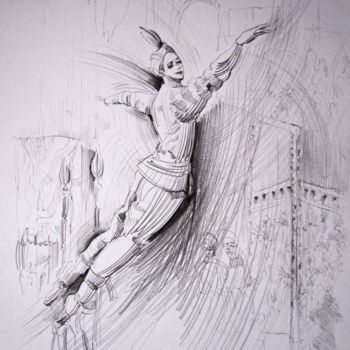 Desenho intitulada "Ballet La Bayadère…" por Walid Lemkecher, Obras de arte originais, Lápis