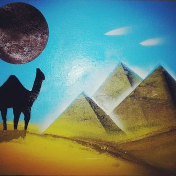 Painting titled "Pyramides" by Monsterart, Original Artwork, Acrylic