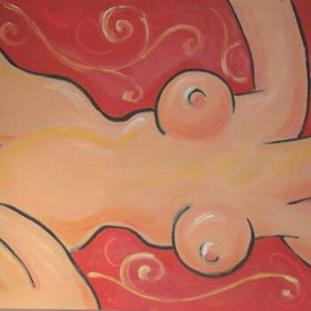 Peinture intitulée "femme nue sur fond…" par Wallace [Zurini], Œuvre d'art originale, Acrylique