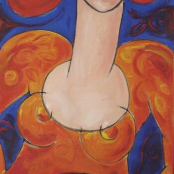 Peinture intitulée "Femme aux cartes #a…" par Wallace [Zurini], Œuvre d'art originale, Gouache
