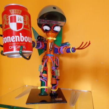 Sculpture intitulée "serveur robot" par Gilles Bellagamba, Œuvre d'art originale, Métaux