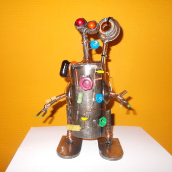 Scultura intitolato "robot" da Gilles Bellagamba, Opera d'arte originale, Metalli