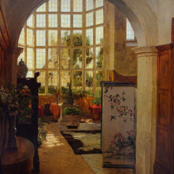Painting titled "Intérieur de Stanway" by Walter Launt Palmer, Original Artwork, Oil