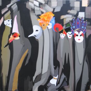 Pintura titulada "Carnevale di Venezia" por Walter Lehmann, Obra de arte original, Acrílico Montado en Bastidor de camilla d…