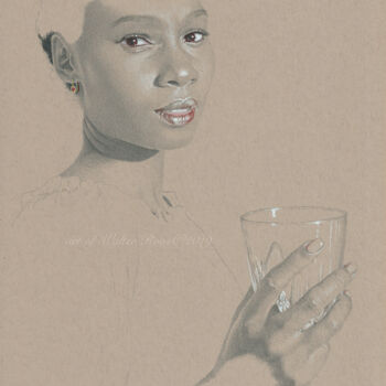 Drawing titled ""Drink?" (22:10)"" by Walter Roos, Original Artwork, Pencil