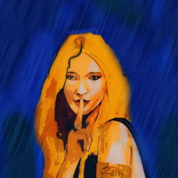 Dessin intitulée "Long Haired Lady" par Walter Vermeulen, Œuvre d'art originale, Crayon