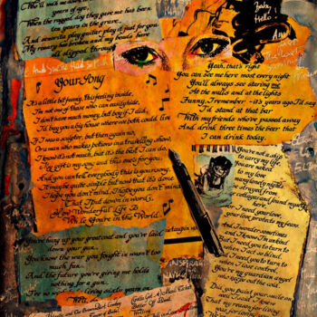 Collages intitulée "Writing" par Walter Vermeulen, Œuvre d'art originale, Collages