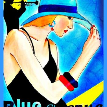 Dessin intitulée "Blue Avenue" par Walter Vermeulen, Œuvre d'art originale, Peinture numérique
