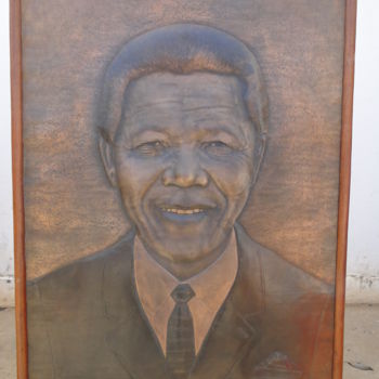 Escultura titulada "NELSON MANDELA" por Wamba Lomombia Yussuf Baudouin, Obra de arte original, Metales