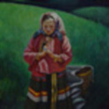 Painting titled "LA FILLE DE MIAO" by Wancheng Liang, Original Artwork