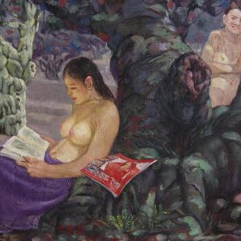 Painting titled "UNE FILLE AU DESSOU…" by Wancheng Liang, Original Artwork