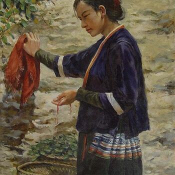 Painting titled "UNE FILLE SOUS LE S…" by Wancheng Liang, Original Artwork