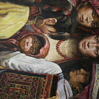 Pittura intitolato "苗族姐妹们" da Wancheng Liang, Opera d'arte originale