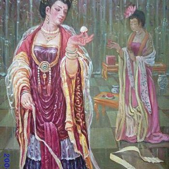 Painting titled "荔歧仕女图" by Wancheng Liang, Original Artwork
